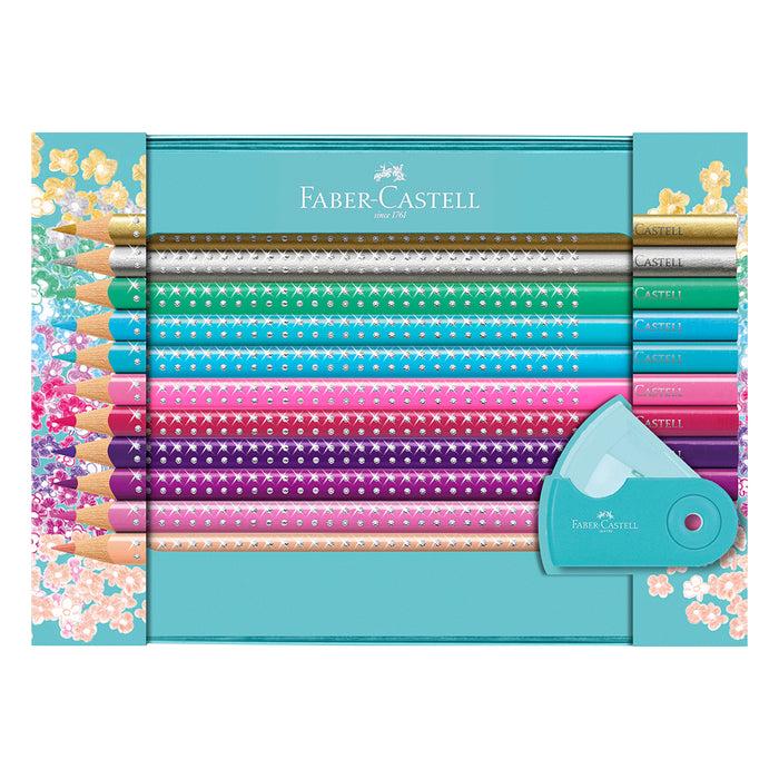 Faber Castell Sparkle Colored Pencils Gift Set Metal Case Turquoise 21 Pieces #201641 Sparkle