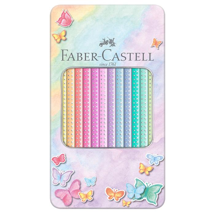 Faber Castell Sparkle Pastel Coloured Pencils Metal Case Of 12 #201910 Sparkle