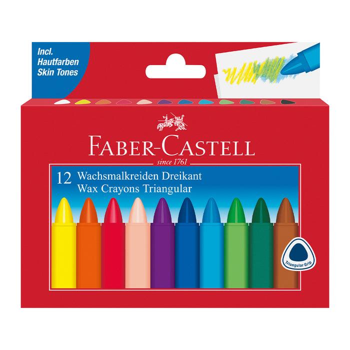 faber castell Wax crayon triangular cardboard wallet of 12 #120010 Crayons