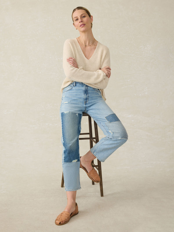 Faherty 90s Crop Patchwork Jean - Heirloom Indigo Wash Women's Bottoms