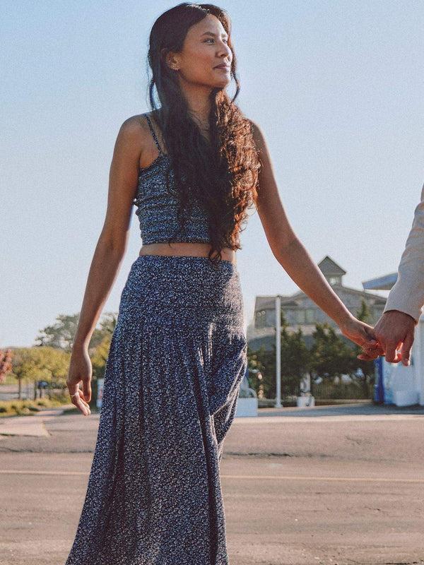 Faherty Alisee Skirt - Navy Riverton Ditsy Women's Bottoms