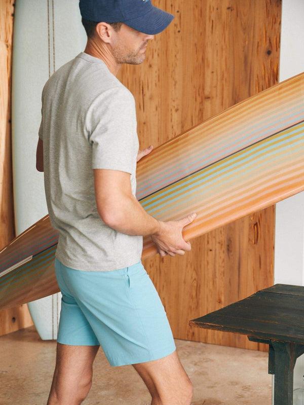 Faherty All Day™ Short 1.0 (7") - Turquoise Sky Men's Bottoms