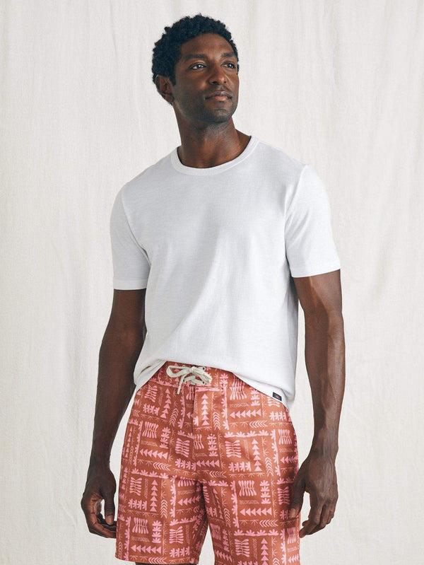 Faherty Anna Kahalekulu Sunwashed Boardshort - Red Naupaka Men's Swim