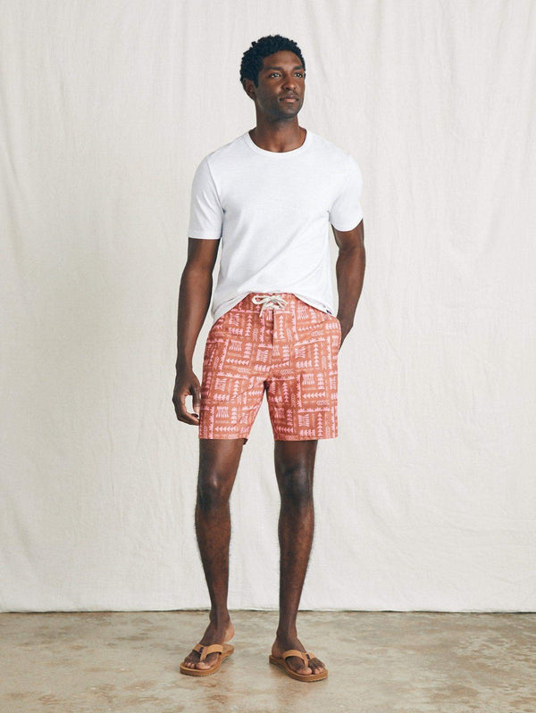 Faherty Anna Kahalekulu Sunwashed Boardshort - Red Naupaka Men's Swim