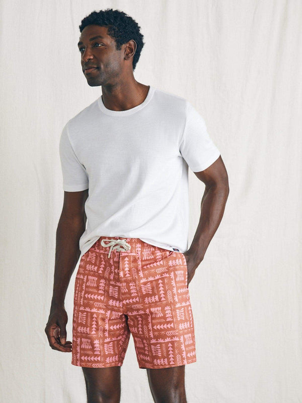 faherty Anna Kahalekulu Sunwashed Boardshort - Red Naupaka Men's Swim