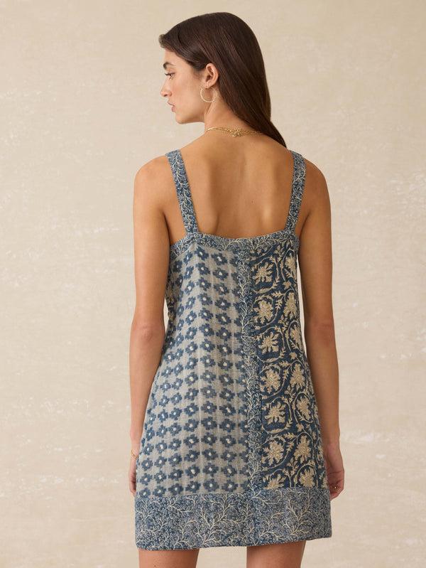 Faherty Annabelle Patchwork Dress - Tranquil Tides Blockprint Women's Dresses
