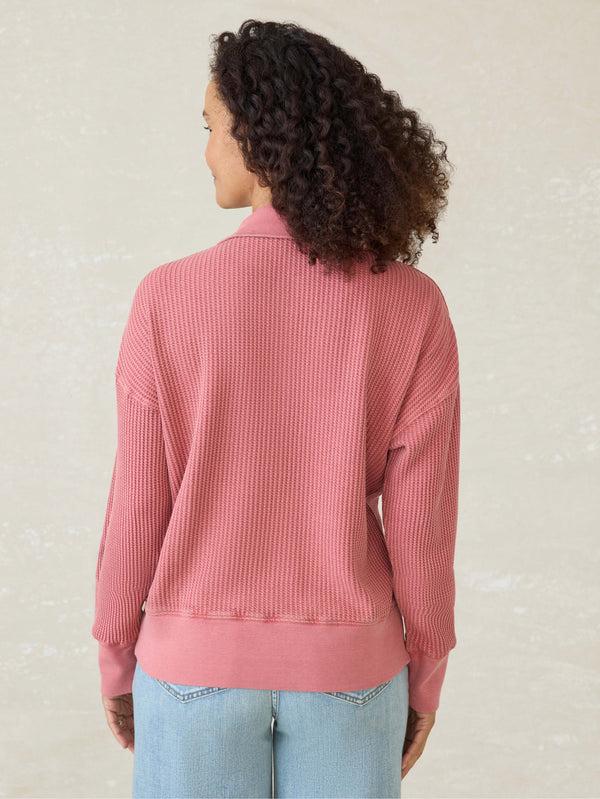 Faherty Après Waffle Henley - Baroque Rose Women's Knits
