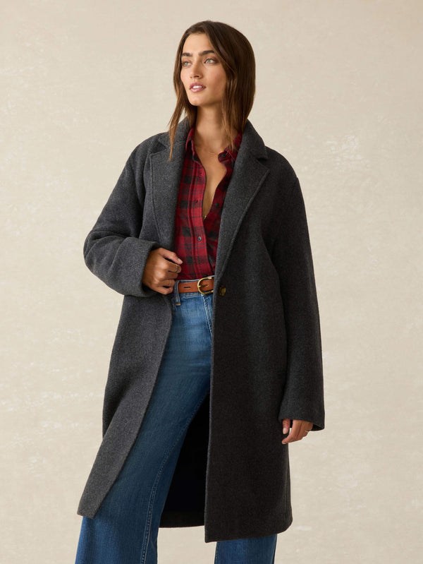 faherty Atlantic Knit Coat - Charcoal Women's Outerwear