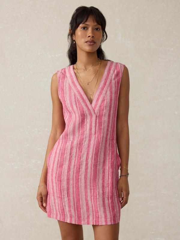 faherty Azure Linen Dress - Granita Stripe Women's Dresses