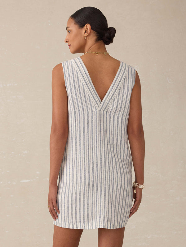 Faherty Azure Linen Dress - Oceanside Stripe Women's Dresses