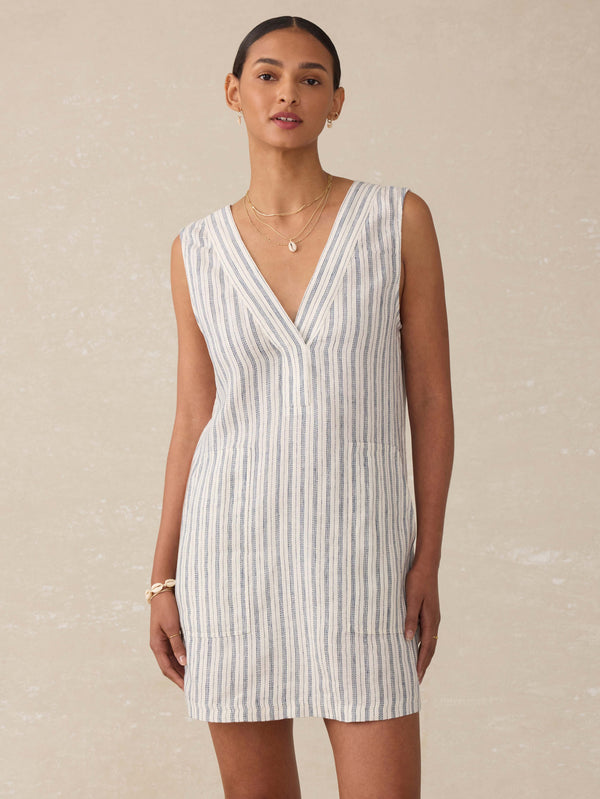 faherty Azure Linen Dress - Oceanside Stripe Women's Dresses