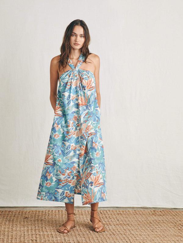 faherty Bay Twist Dress - Paradise Blossom Floral Women's Dresses