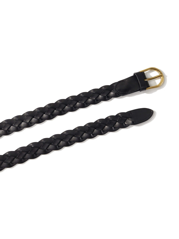 Faherty Braided Leather Belt - Black Accessories Belts