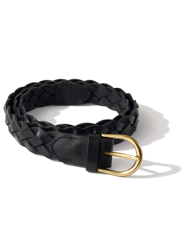 faherty Braided Leather Belt - Black Accessories Belts