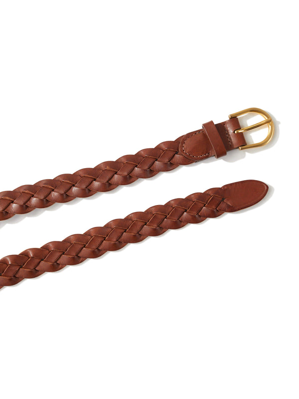 Faherty Braided Leather Belt - Brown Accessories Belts