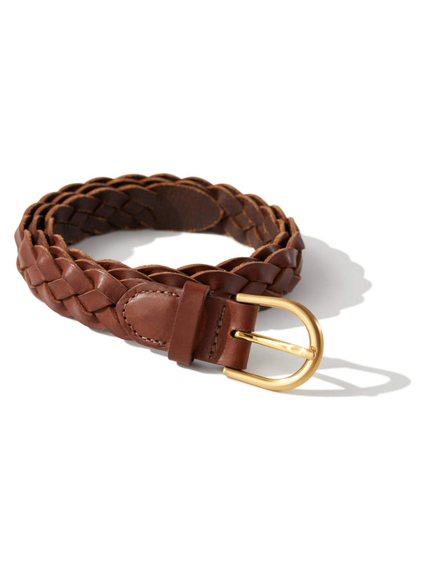 faherty Braided Leather Belt - Brown Accessories Belts