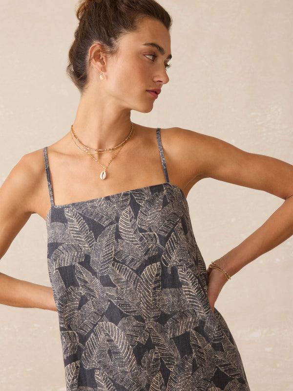 Faherty Byron Bay Linen Dress - Charcoal Banana Leaf Women's Dresses