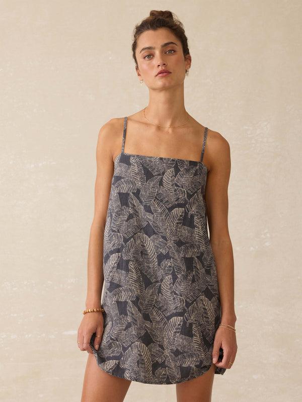 Faherty Byron Bay Linen Dress - Charcoal Banana Leaf Women's Dresses