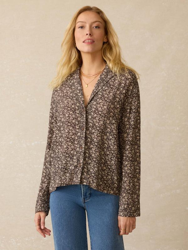Faherty Cabana Long-Sleeve Shirt - Charcoal Woodstock Floral Women's Button Ups