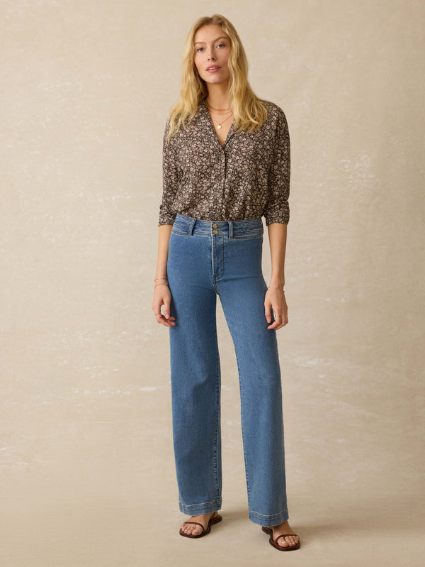 Faherty Cabana Long-Sleeve Shirt - Charcoal Woodstock Floral Women's Button Ups