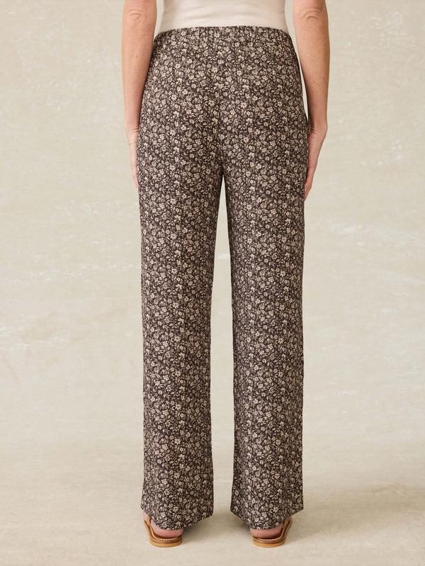 Faherty Cabana Pant - Charcoal Woodstock Floral Women's Bottoms