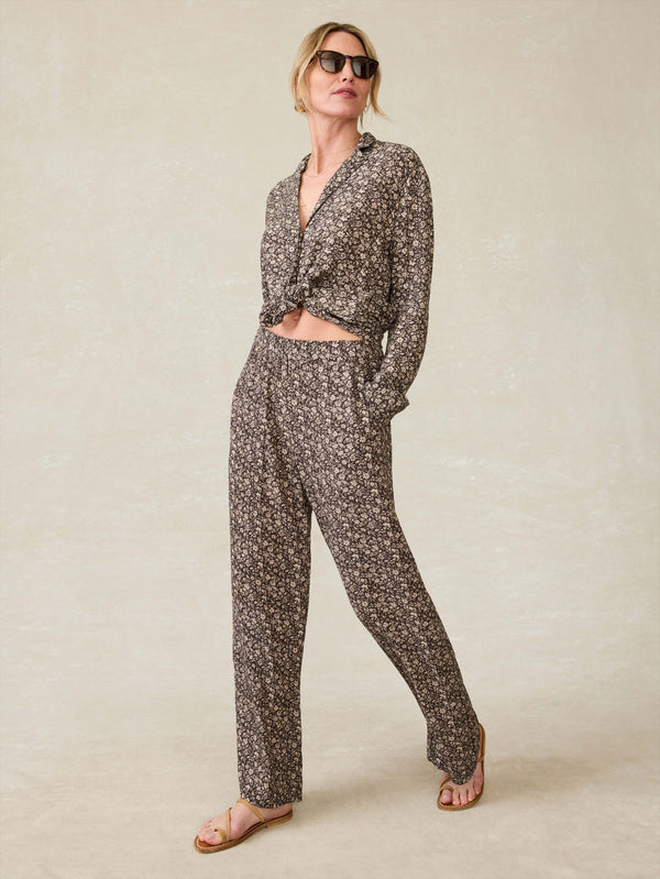 Faherty Cabana Pant - Charcoal Woodstock Floral Women's Bottoms