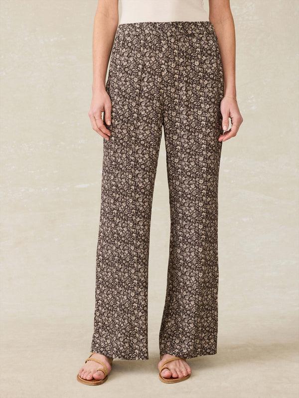 faherty Cabana Pant - Charcoal Woodstock Floral Women's Bottoms