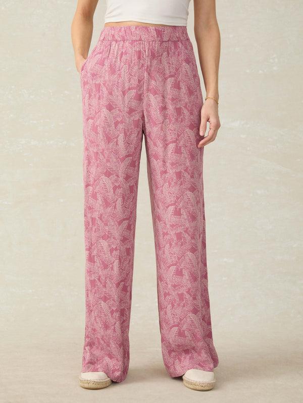 faherty Cabana Pant - Dusty Rose Banana Leaf Women's Bottoms