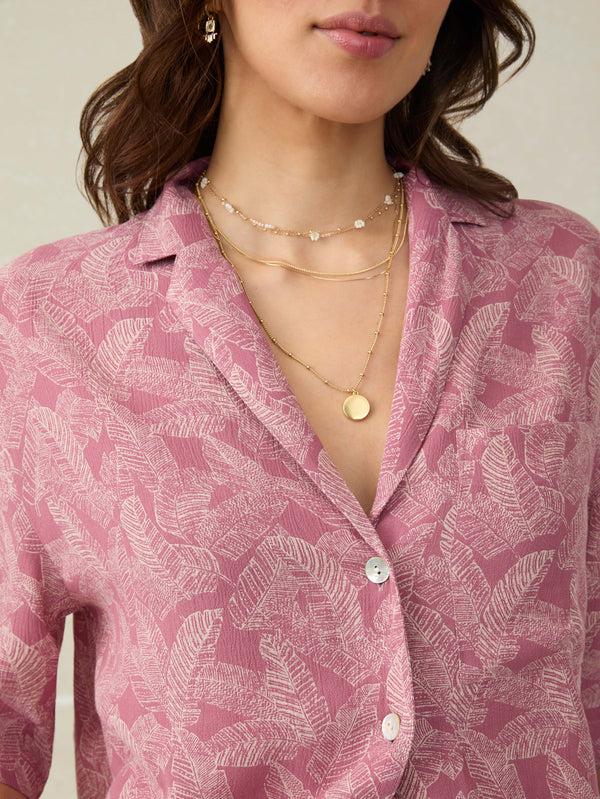 Faherty Cabana Short-Sleeve Shirt - Dusty Rose Banana Leaf Women's Button Ups