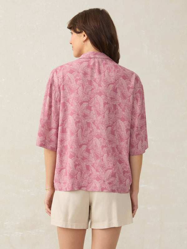 Faherty Cabana Short-Sleeve Shirt - Dusty Rose Banana Leaf Women's Button Ups