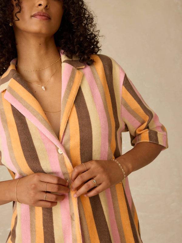 Faherty Cabana Towel Terry Camp Shirt - Sun Kissed Stripe Women's Button Ups