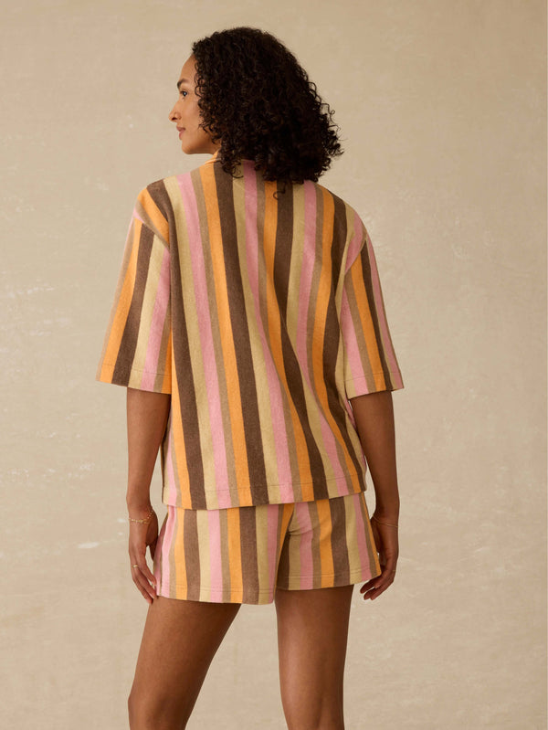 Faherty Cabana Towel Terry Camp Shirt - Sun Kissed Stripe Women's Button Ups