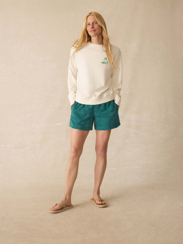 Faherty Cabana Towel Terry Crew - Palm Tropics Women's Hoodies U0026 Pullovers