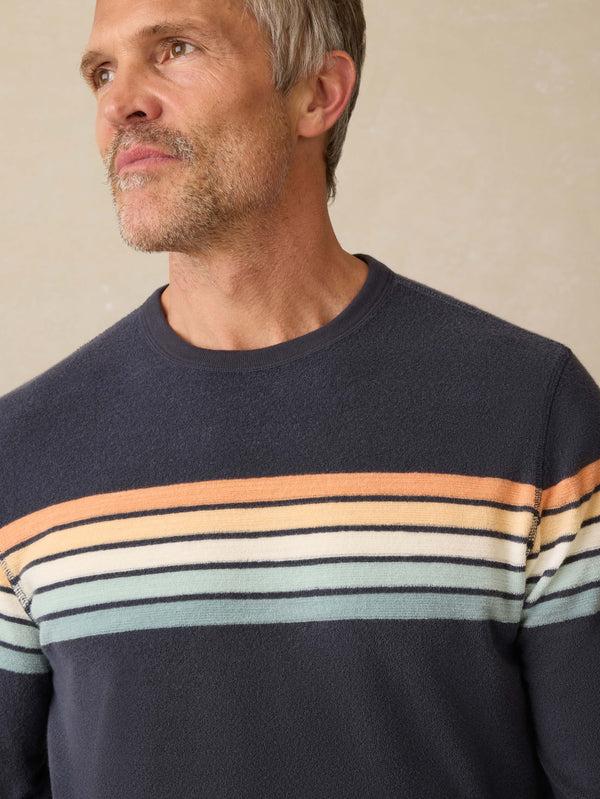 Faherty Cabana Towel Terry Crewneck - Seacoast Sunrise Stripe Men's Hoodies U0026 Pullovers