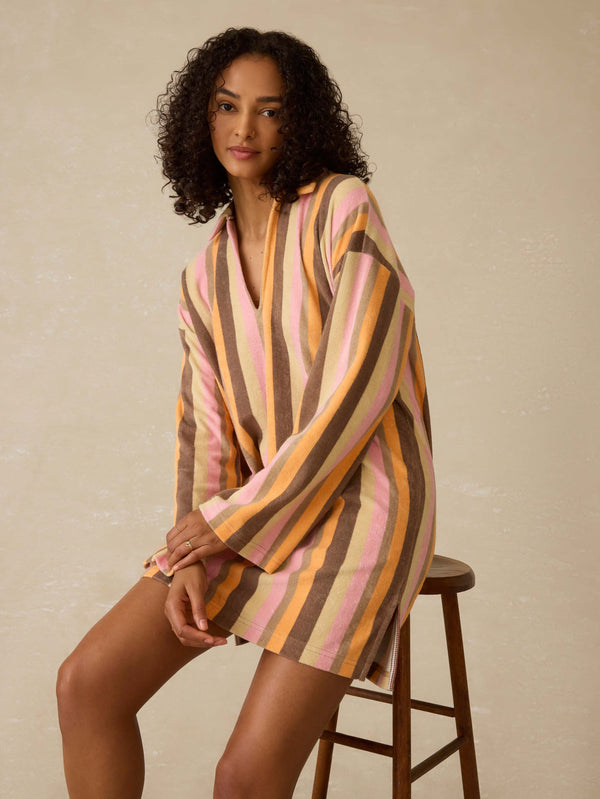 Faherty Cabana Towel Terry Mini Dress - Sun Kissed Stripe Women's Dresses