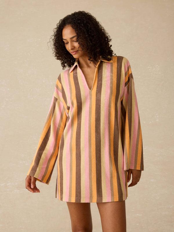 faherty Cabana Towel Terry Mini Dress - Sun Kissed Stripe Women's Dresses