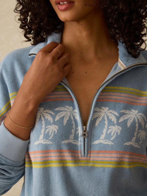 Faherty Cabana Towel Terry Quarter Zip - Palm Rainbow Beach Women's Hoodies U0026 Pullovers