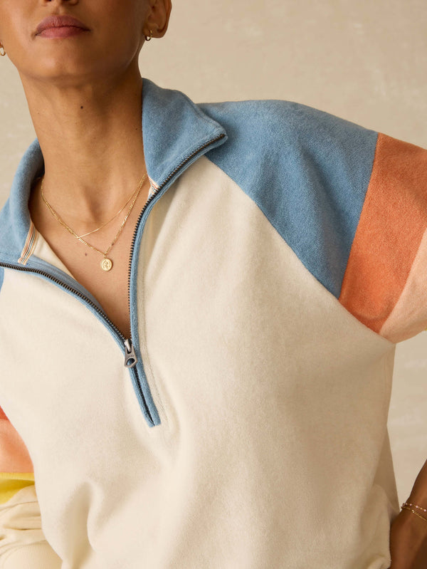 Faherty Cabana Towel Terry Quarter Zip - Sunrise Sail Women's Hoodies U0026 Pullovers