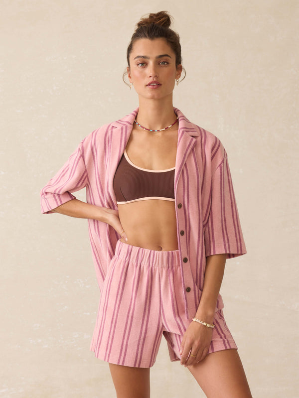 faherty Cabana Towel Terry Short - Orchid Lines Women's Bottoms