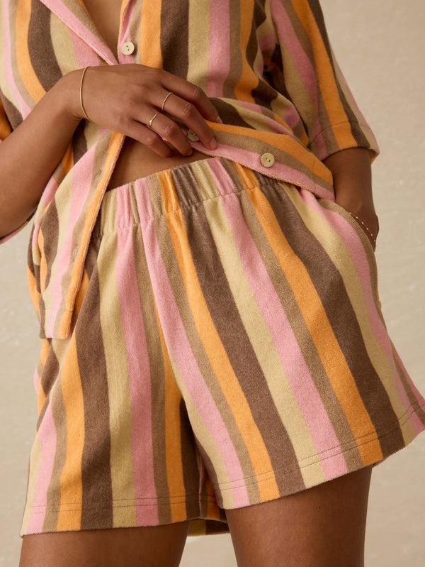 Faherty Cabana Towel Terry Short - Sun Kissed Stripe Women's Bottoms