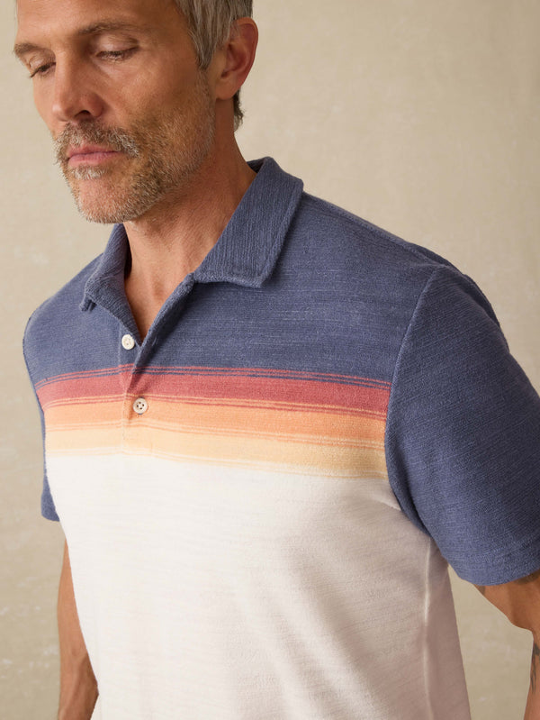 Faherty Cabana Towel Terry Surf Stripe Polo - Twilight Shore Ombre Men's Knits