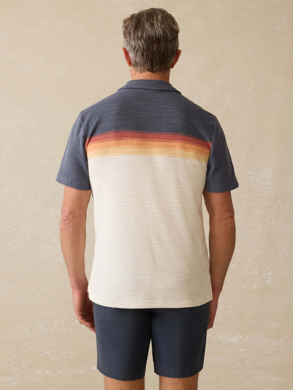Faherty Cabana Towel Terry Surf Stripe Polo - Twilight Shore Ombre Men's Knits