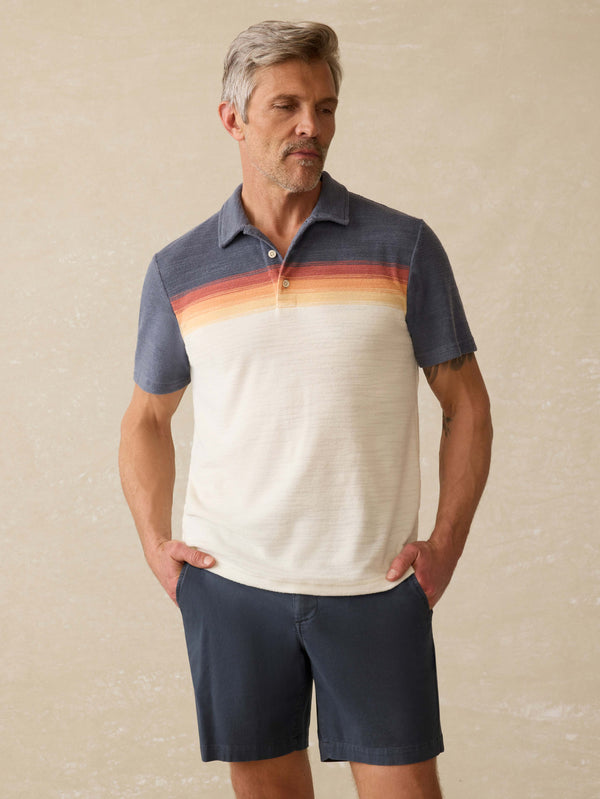 faherty Cabana Towel Terry Surf Stripe Polo - Twilight Shore Ombre Men's Knits