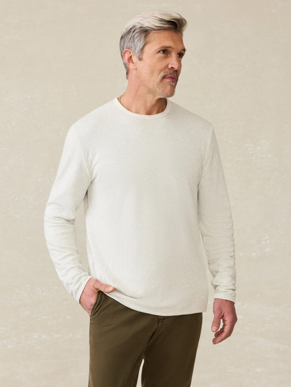 faherty Cloud Reversible Crew - Ivory Heather Light Blue Heather Men's Hoodies u0026 Pullovers