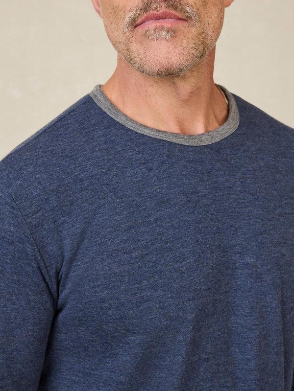 Faherty Cloud™ Reversible Crew - Medium Grey Heather Navy Heather Men's Hoodies U0026 Pullovers