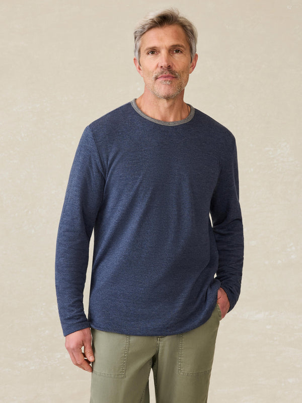 faherty Cloud™ Reversible Crew - Medium Grey Heather Navy Heather Men's Hoodies u0026 Pullovers