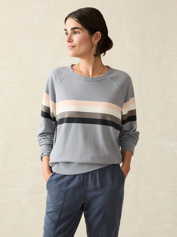 faherty Coastal Cloud Cotton Crew - Blue Westward Stripe Women's Hoodies u0026 Pullovers