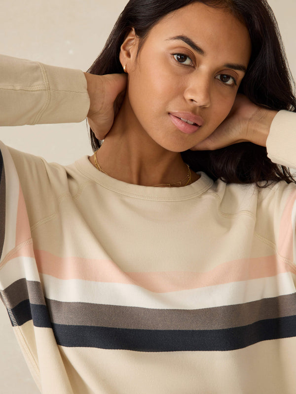 Faherty Coastal Cloud Cotton Crew - Sandbar Stripe Women's Hoodies U0026 Pullovers