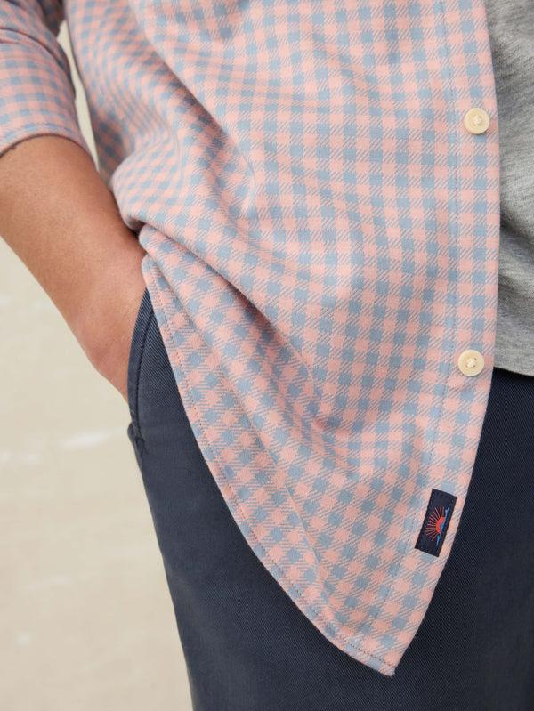 Faherty Coastline Knit Shirt - Blue Coral Gingham Men's Button Ups