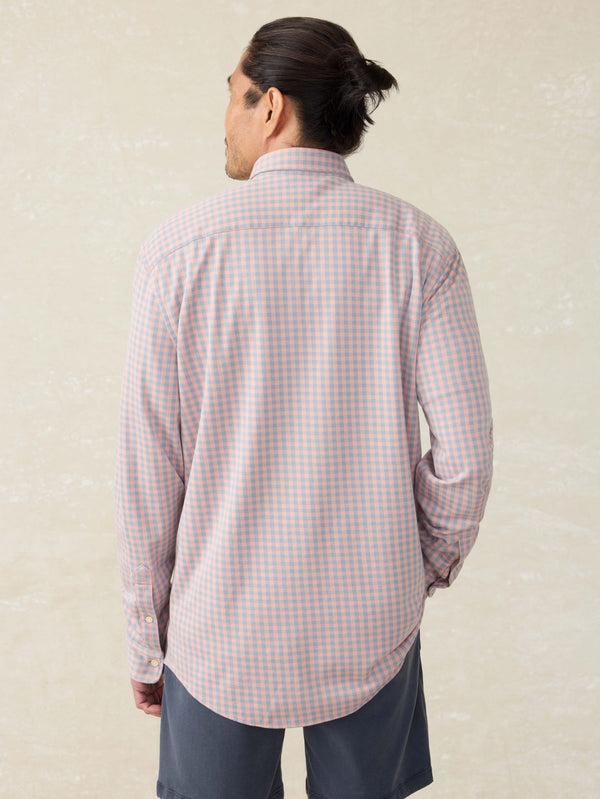 Faherty Coastline Knit Shirt - Blue Coral Gingham Men's Button Ups